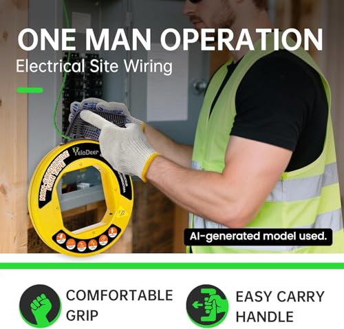 Fish Tape Wire Puller 50 FT x 4.5 mm with Gloves, PET Wire Fishing Tools for Walls and Electrical Conduit - size: 50 ft