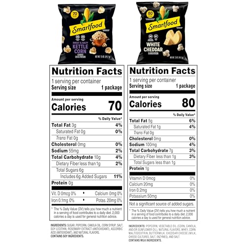 Smartfood Popcorn, Variety Pack, 0.5 Ounce (Pack of 18) - size: 0.5 Ounce (Pack of 18)