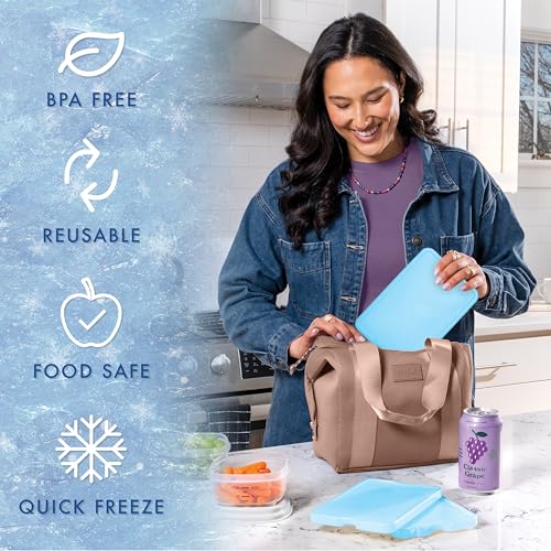 Cool Coolers by Fit & Fresh 4 Pack XL Slim Ice Packs, Quick Freeze Space Saving Reusable Ice Packs for Lunch Boxes or Coolers - color: Clear Blue 4 PK