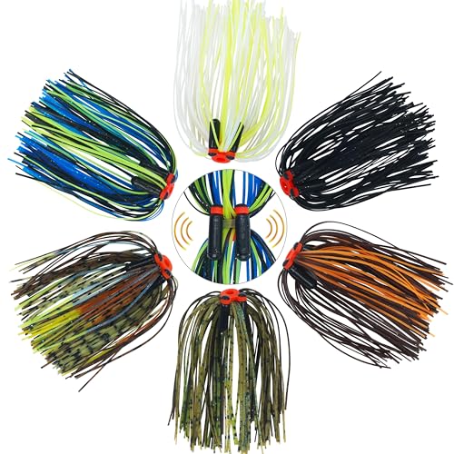 Spinner Bait Skirt Jig Skirts Replacement DIY Fishing Lure Making Supplies Soft Skirt for Spinnerbaits Bass Fishing Jigs Buzzbait Squid Jigs Fishing Lure Skirts - style: B-skirts With Rattle-12pcs