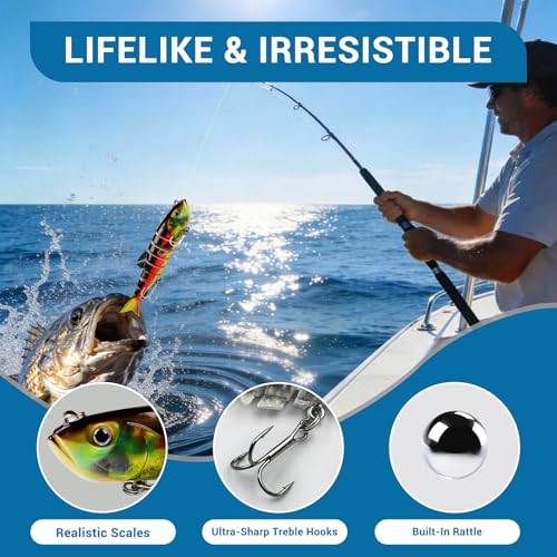Keenjorika Fishing Lures Multi Jointed Fish Fishing Kits, Slow-Sinking Lifelike Segmented Swimbait Crankbaits, Realistic Swimming Action for Bass, Trout, Pike & Walleye, Freshwater and Saltwater - color: 3 Pack-Style 4