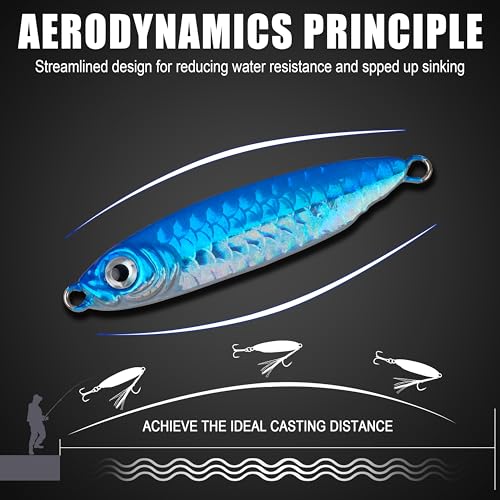 Saltwater Fishing Jigs Metal Jigging Spoon Long Casting Fishing Spoons Lures Jigging Fishing Lures Sinking Metal Spoon Vertical Slow Pitch Jigs with Assist Hook for Bass Salmon Trout - size: 5 pcs - 1/4 oz