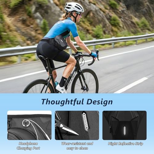 flintronic Motorcycle Leg Bag, Thigh Bag, Motorcycle Cycling Drop Leg Bag, with Headphone Jack, Waterproof Multi-Function Leg Fanny Pack for Men Women Cycling Running Traveling and Fishing - color: Black-B