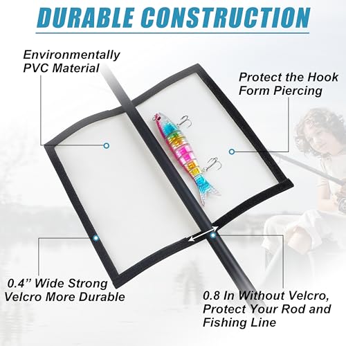 Fishing Lure Wraps, Fishing Hook Covers Durable Clear PVC Lure Covers Keeps Fishing Safe Easily See Lures Bait Storage Protector - color: Black, size: Medium-4pcs