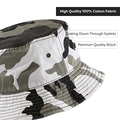 Cotton Bucket Hat Packable Sun Hat – Unisex Summer Travel Beach Fisherman Hat for Men Women Outdoor Fishing Hiking - color: City Camouflage, size: Small-Medium