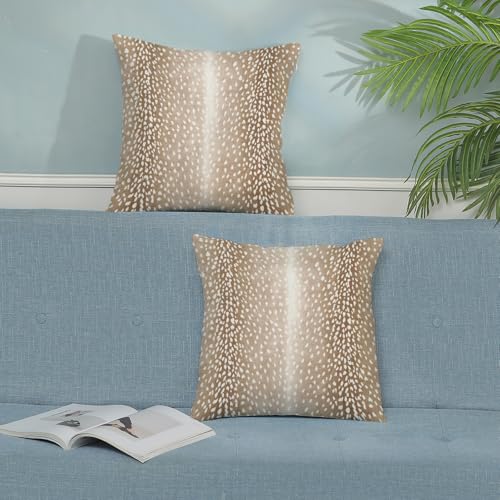 Brown Antelope Pillow Covers 16x16 Inch Set of 2 Deer Animal Skin Print Throw Pillows Outdoor Decorative Modern Antelope Pillowcase Cotton Cushion Cases for Bed Sofa Couch - color: Brown Antelope, size: 16" x 16" (Pack of 2)