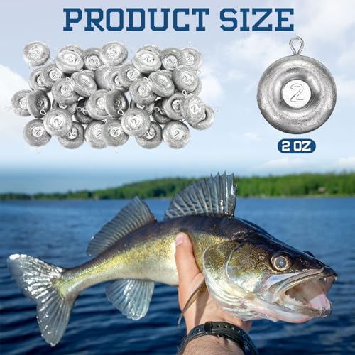 24 Pieces Fishing Disc Sinkers Weights Disc Sinker Fishing Sinkers Weights for Saltwater Catfishing Trolling Surf Tackle - size: 2 oz