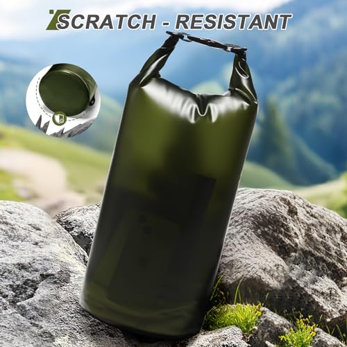 Dry Bags for Kayaking Waterproof, 5L/10L Dry Storage Bag, Roll Top Wet Bag for Swimming, Boating, Fishing,Camping & Beach - color: Green-10l, size: 10L