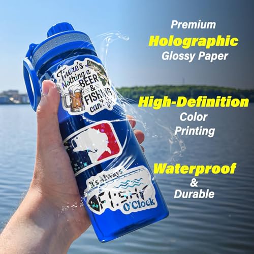 Joyppy 155 PCS Funny Fishing Stickers for Adults, Holographic Outdoor Waterproof Vinyl Fish Decals for Boat Laptop Tool Trackle Box Cooler Gifts for Men Dad Fisherman