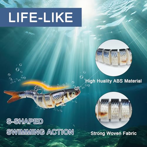 Fishing Lures for Bass Trout Topwater Multi Jointed Swimbaits Slow Sinking Bionic Swimming Lures Bass Freshwater Saltwater Bass Lifelike Fishing Lures Kit - color: Combo Q