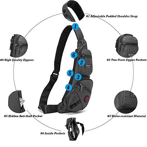 NICGID Sling Bag Chest Shoulder Backpack Crossbody Bags Casual Daypack for Men Women - color: Black-1