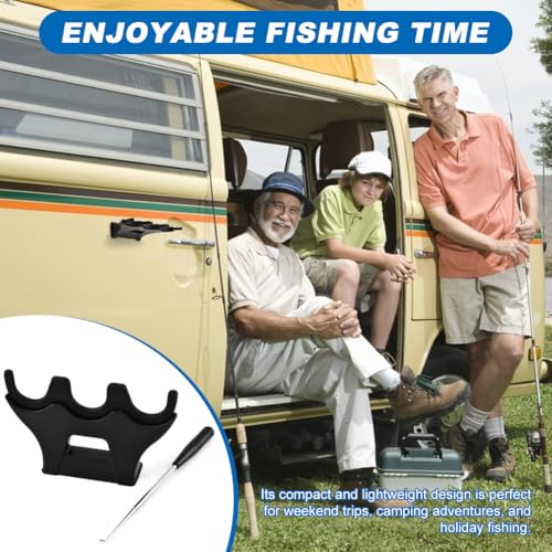 Magnetic Fishing Rod Holder for Car, Portable Fish Rod Rack with 3 Slots, Outdoor Fishing Rods Storage Rack, Magnet Vehicle Fly Pole Holder with Hook Remover Tool