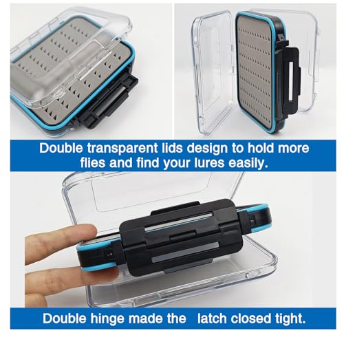 Aventik Waterproof Fly Box for Fly Fishing Double Sides Large Capacity Fly Fishing Box Streamer & Dry Fly Storage Saltwater & Freshwater - size: Size A+Size B+Size C
