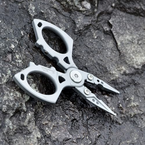 4 inch Fishing Pliers Saltwater, Stainless Steel Fishing Pliers with Split Ring, Fish Hook Remover, Tungsten Carbide Cutters, Fishing Gift for Men