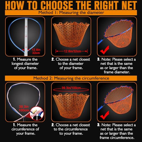 Dovesun Rubber Fishing Net Replacement Netting Without Handle Clear Black Fishing Nets for Fish Fly Fish Landing Net Bag for Freshwater Saltwater Foldable Trout Net Rubber Mesh 5 Sizes White Black Red - color: Red, size: 15.6"dia-11.7"depth(48"Circumferen