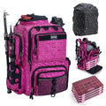 Goture Fishing Backpack with 4 Tackle Boxes,900D Water-Resistant Tackle Backpack with Rod Holders,45L Large Fishing Bag Storage Gear Tackle Bag with Rain Cover,Bottle Holder for Travel Camping Hiking - color: A3:bling Pink With 4 Tackle Boxes