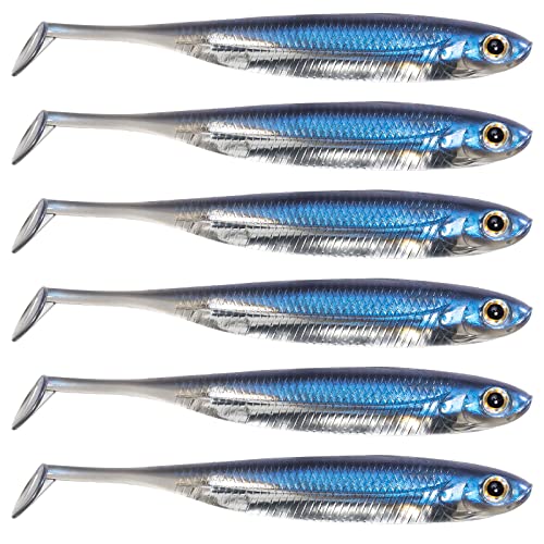Dr.Fish Paddle Tail Swimbaits, Soft Fishing Lures for Bass Fishing 2.75-4.75 Inches, Freshwater & Saltwater Soft Plastic Baits Swim Shad Bait Minnow Lures Drop Shot - color: Blue, size: 2.7"-6 Pack