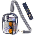 3 Pockets Clear Bag for Stadium Events with 2 Long Straps Sling Backpack Fanny Pack Concert Crossbody Purses for Women - color: 1# dark blue, style: Style 1