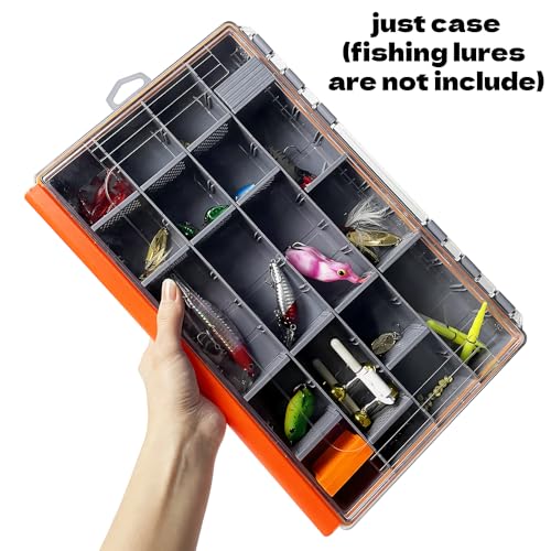 Waterproof Fishing Tackle Box,Lure Box and Terminal Tackle Storage,3600 and 3700 Tackle Trays, Tackle Organization with Removable Dividers (3600-Medium Size) - size: 3600-Medium Size