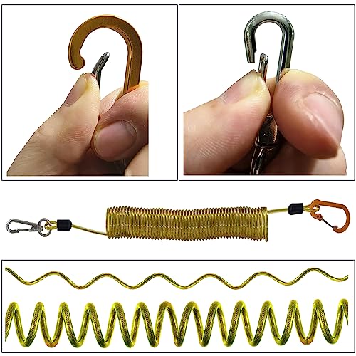 Fishing Lanyard, Heavy Duty Coiled Lanyards Stainless Steel Wire Inside, Safety Rope Extension Cord Tether Retractable Fishing Accessories for Rods, Pliers, Boating, Paddles, Kayak - color: Gold