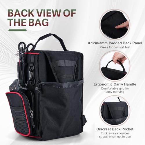 Goture OpenSide Tactical Sling Tackle Bag with 3 3700 Tackle Trays, Lightweight Fishing Backpack Storge Fishing Gear - Black Bag Outdoor,Gift for men - color: Black, size: Large bag with 3700 trays, style: Bag + Fishing Boxes(handle)