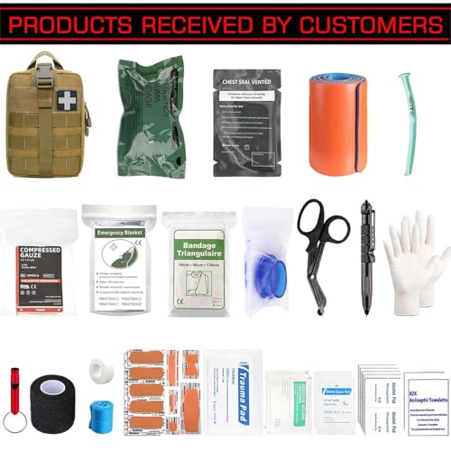 Ifak Trauma Kit, 74 Piece Upgrade Tactical First Aid Supplies, Molle Ifak Pouch Rip Away Refill Supplies for Survival Camping Hiking Travel - color: Tan