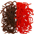 100 Pcs 3.3inch Soft Worms Fishing Lure Baits, Earthworm Baits Lifelike Fake Bloodworm,Fresh Water Fishing Bait - color: Red+Brown