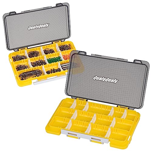 QualyQualy Fishing Tackle Box, Small Tackle Box Organizer with Removeable Diveders, 2 in 1 Mini Fishing Hook Organizer, Plastic Storage Fly Box - color: Yellow, size: A 2pcs