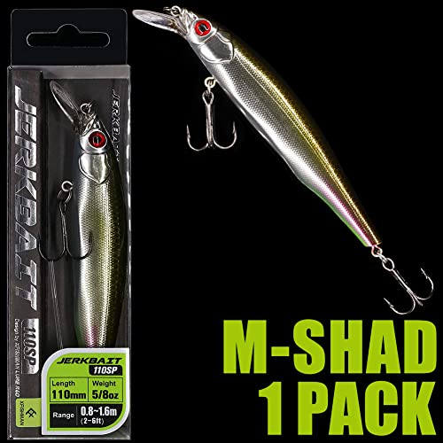 XFISHMAN Jerkbait Kit - Minnow Lure - Suspending - Bass, Smallmouth Bass, Walleye, Largemouth Bass - 1 Piece - color: Smokin Shad, size: 85mm（3-1/3"in）