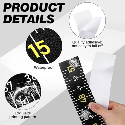 4 Pack Fishing Ruler for Boat 51 Self Adhesive Fishing Measuring Tape Fish Measuring Decals Waterproof Black Self Adhesive Measurings Ruler Sticker - color: Black