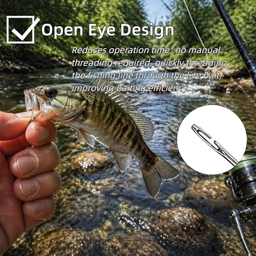 Stainless Steel Fishing Bait Rigging Needles Threader Set, Fish Bait Worm-Minnow-Anchovy Threader Needle Rustproof Threading Tool for Saltwater Freshwater Fishing Tackle Kit - size: 5"Long