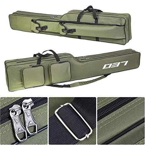 LEOFISHING Fishing Tackle Storage Bag - 130cm/4.27ft Portable Rod & Reel Organizer - Durable Oxford Large Capacity Travel Fishing Cover Bag - 5 Color - color: Green