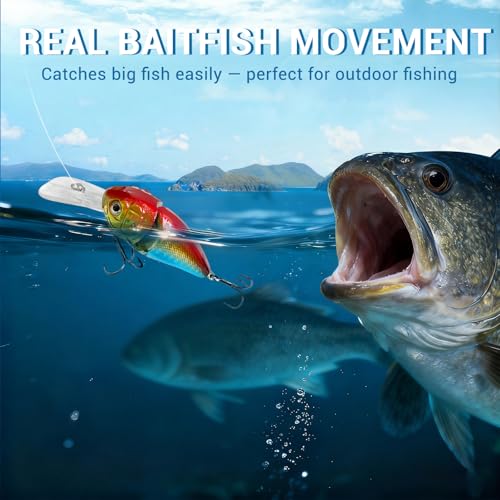Keenjorika Fishing Lures Multi Jointed Fish Fishing Kits, Slow-Sinking Lifelike Segmented Swimbait Crankbaits, Realistic Swimming Action for Bass, Trout, Pike & Walleye, Freshwater and Saltwater - color: 3 Pack-Style 10