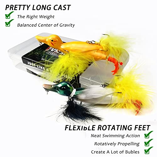 Topwater Duck Fishing Lures, Realistic Baby Duckling Baits Floating Artificial Hard Swimbaits for Bass Pike Musky Catfish Freshwater Saltwater Fishing - color: 1 Pcs-Green