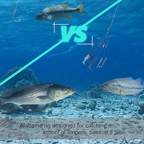 2Pcs Umbrella Rigs for Bass Stripers Fishing, Blue Freshwater Fishing Swimbait Lures Rig Kit, Lures, Baits Attractants