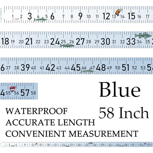 Fishing Ruler for Boat 58" Self-Adhesive Fish Measuring Decals (3 Pack) Waterproof Self Adhesive Measuring Ruler Tape (Blue) - color: Blue