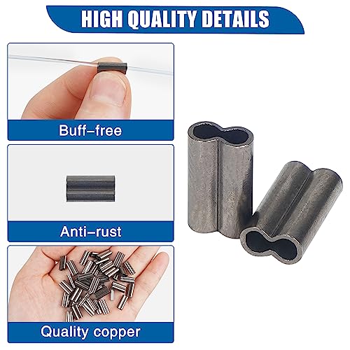 100PCS Double Copper Barrel Crimp Sleeves,Barrel Copper Sleeves Wire Rope Fishing Crimp Sleeves Fishing Line Tube Connector Mono Leader Crimps - size: Inside Dia 2.0mm - 100pcs