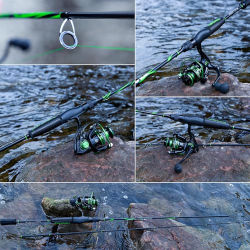 One Bass Fishing Rod Reel Combos, Spinning & Casting Combo, Graphite 2Pc Blanks, Stainless-Steel Guides, Super Polymer Handle - color: Spinning Combo-1 PACK, size: 7'0"