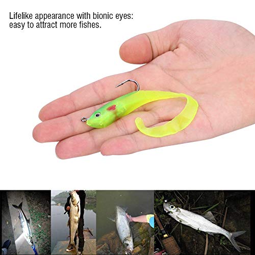 Soft Fishing Lures, 5Pcs Artificial Soft Baits Jig Head Soft Swimbaits with Hook for Saltwater/Freshwater Fishing - color: SO050-1