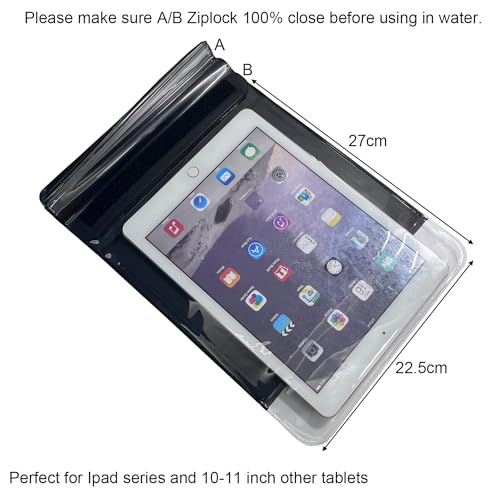 DRLOKPAK Floating Waterproof Tablet case for Ipad Pro Ipad Air Galaxy Tab S9 A9 Dry eReader Bag Pouch for Kindle Scribe Fire HD 10 Max 11 up to 11" - color: Black, size: 11inch