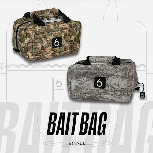 6th Sense Fishing Small Bait Bag – Durable Soft-Sided Storage for Bass Fishing, Salt Water, and Crappie Fishing (Inshore - Gray) - color: Inshore - Gray