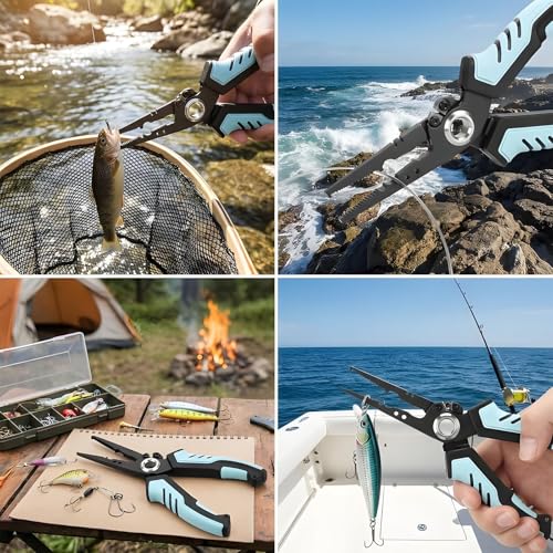 Multi-Functional Stainless Steel Fishing Pliers, Saltwater Fishing Pliers Fishing Tools, Hook Remover & Line Cutter with Non-slip Handle, for Fly Fishing, Ice Fishing, Fishing Gear, Gifts for Men (C) - color: C