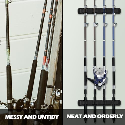 Sratte 4 Pcs Rod Holders for Fishing Boat Wall Mount Fishing Pole Holders Horizontal EVA Foam Garage Rod Rack Summer Boat Accessories for Men Gifts - color: Black, size: 9.7 Inch