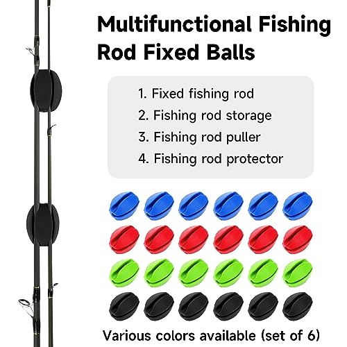SANLIKE 6Pcs Elastic Rubber Fishing Rod Holder Fixed Balls Pole Protector | High stretch construction, multi-aperture fit, anti-slip rod fixation, lightweight portable outdoor fishing accessory - style: Black-6PCS
