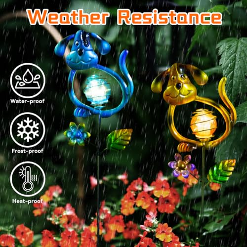 Solar Outdoor Garden Lights,27.4''H Solar Dog Statues Outdoor Lights,Waterproof Solar Decorative Garden Stakes for Lawn Patio Pathway, Solar Lights for Outside for Mom,Women,Dog Lovers - color: Dog-2Pack