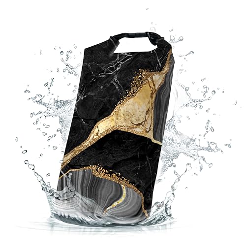 Waterproof Dry Bag,Roll Top Marble Waterproof Backpack 5L/10L/20L Floating and Lightweight Bags for Kayaking, Boating, Fishing, Swimming and Camping - color: Marble Black, size: 20L