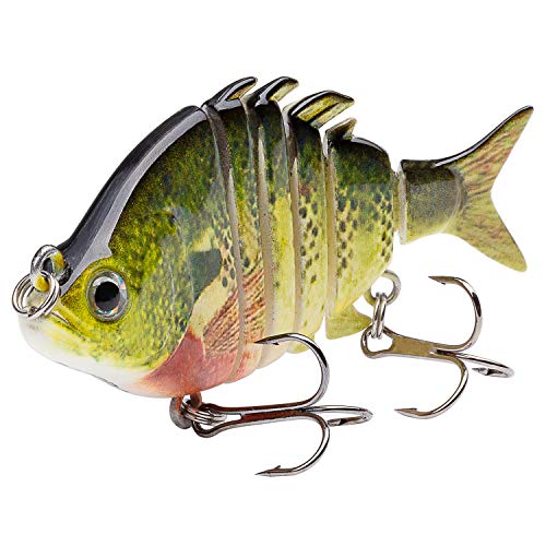 Bassdash SwimPanfish 2.5”/0.34oz Hard Bluegill Swimbaits Multi Jointed Topwater Trout Bass Fishing Crank Lure,Pack of 4 - color: BLPR