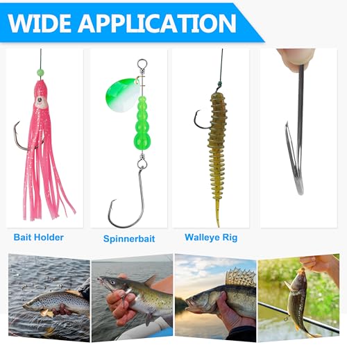Circle Hooks Fishing Hooks Saltwater, 100/150pcs 2X Strong Octopus Hooks Catfish Hooks Octopus Circle Hooks Offset Sport Circle Hooks for Catfish Bass Large Fish Hooks Size:8#-10/0 - size: 100pcs 8/0