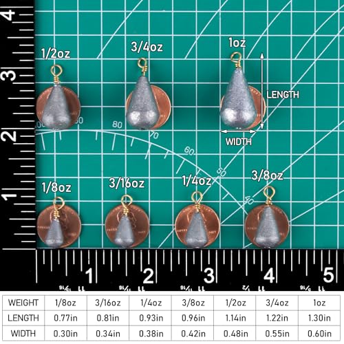 Dr.Fish 30 Pack Bass Casting Sinker Weights Lead Bell Drop Shot Weights with Brass Swivels Weight Freshwater Fishing Lead Sinker - size: 3/8oz-30 Pack
