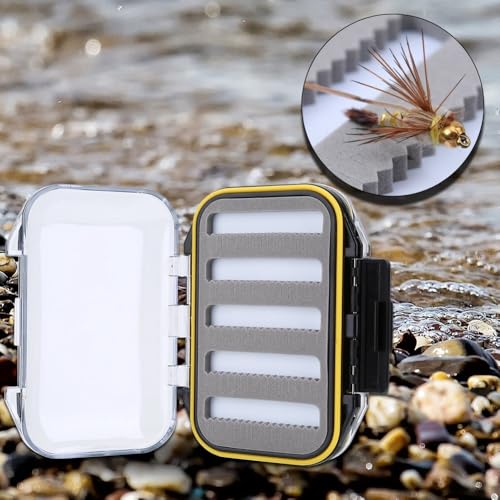 Double-Sided Fly Fishing Lure Box - Water proof Fly & Jig Storage Case with Clear Lid, Compact Design for Dry/Wet Flying(Jag Shape)